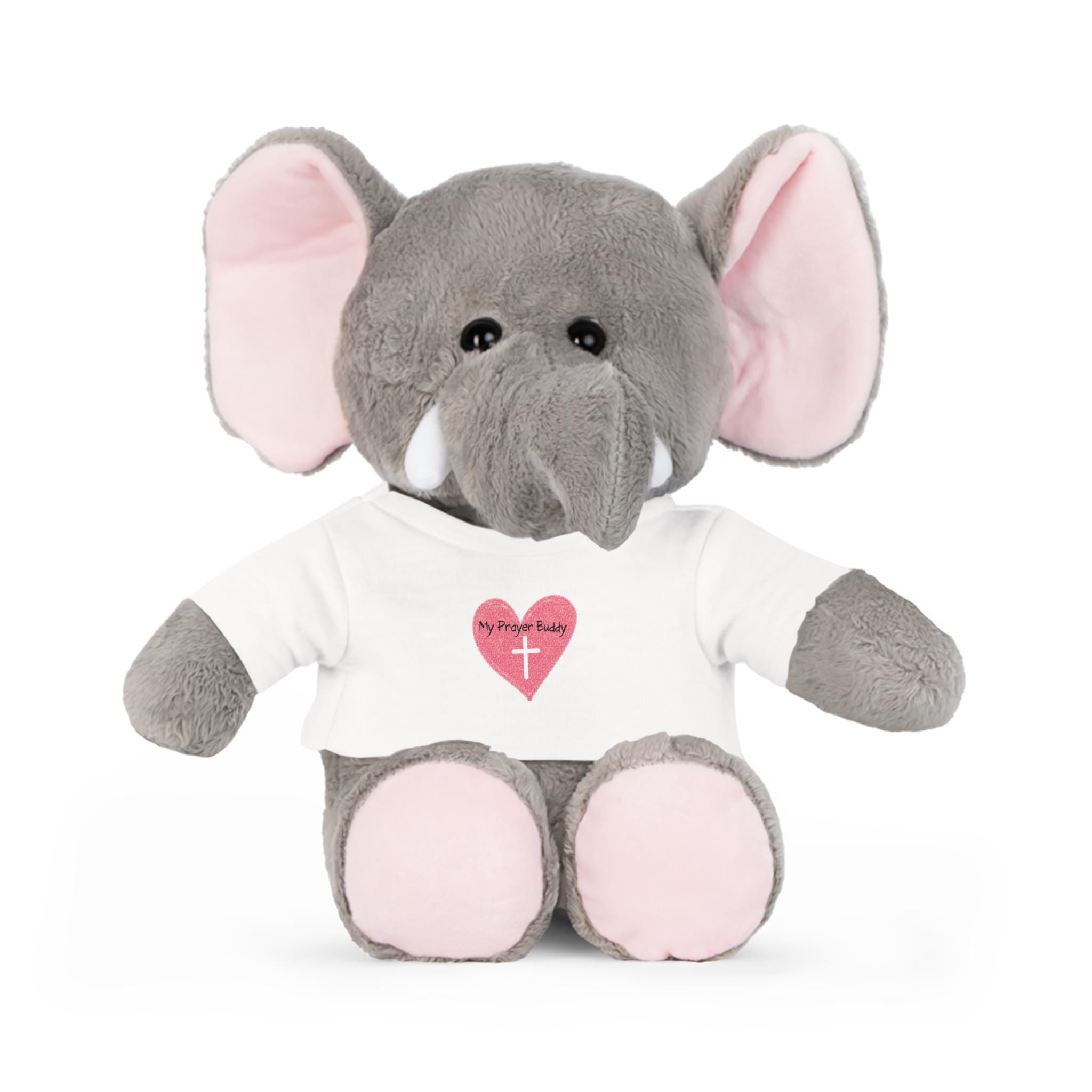 Prayer Buddy Plush Toy: Elephant, Bear, Bunny, Sheep with T-Shirt