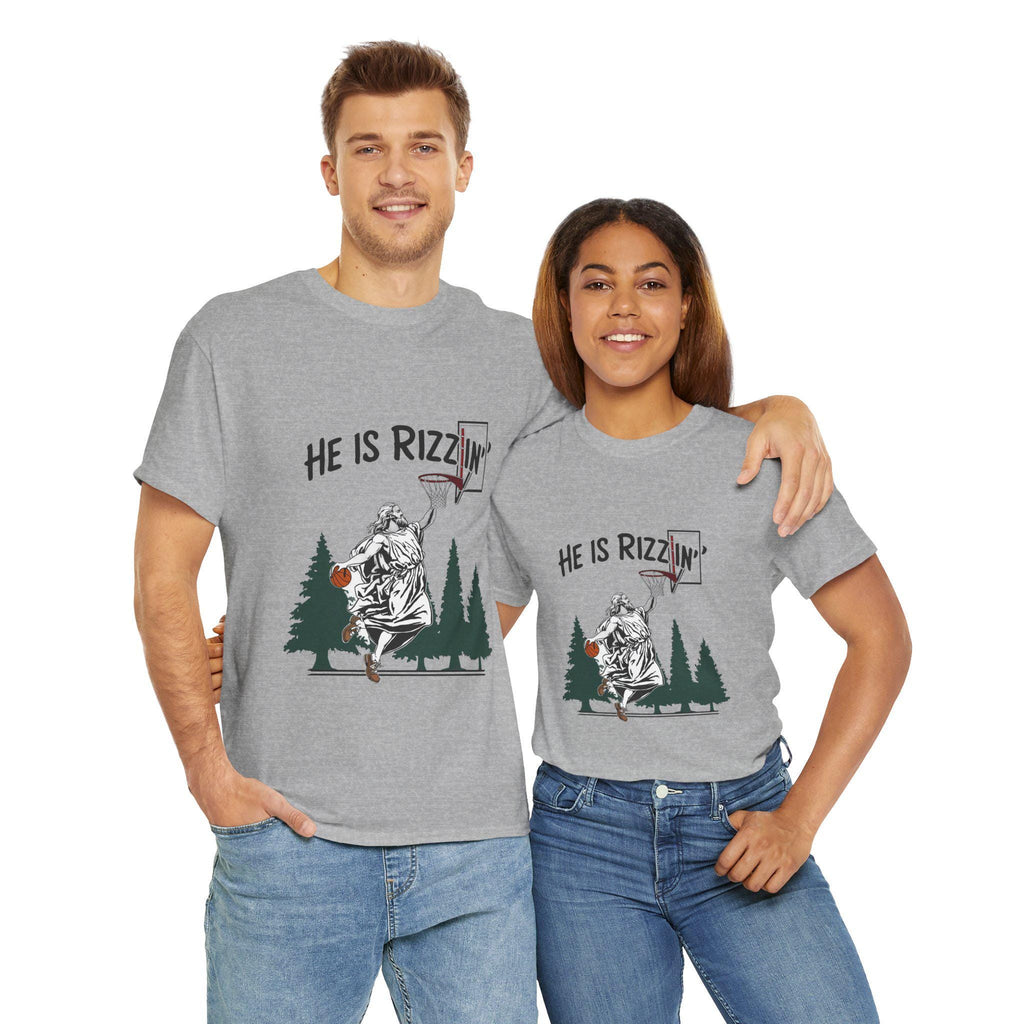 Rizzin Jesus Basketball T-Shirt: Christian Sports Unisex Tee