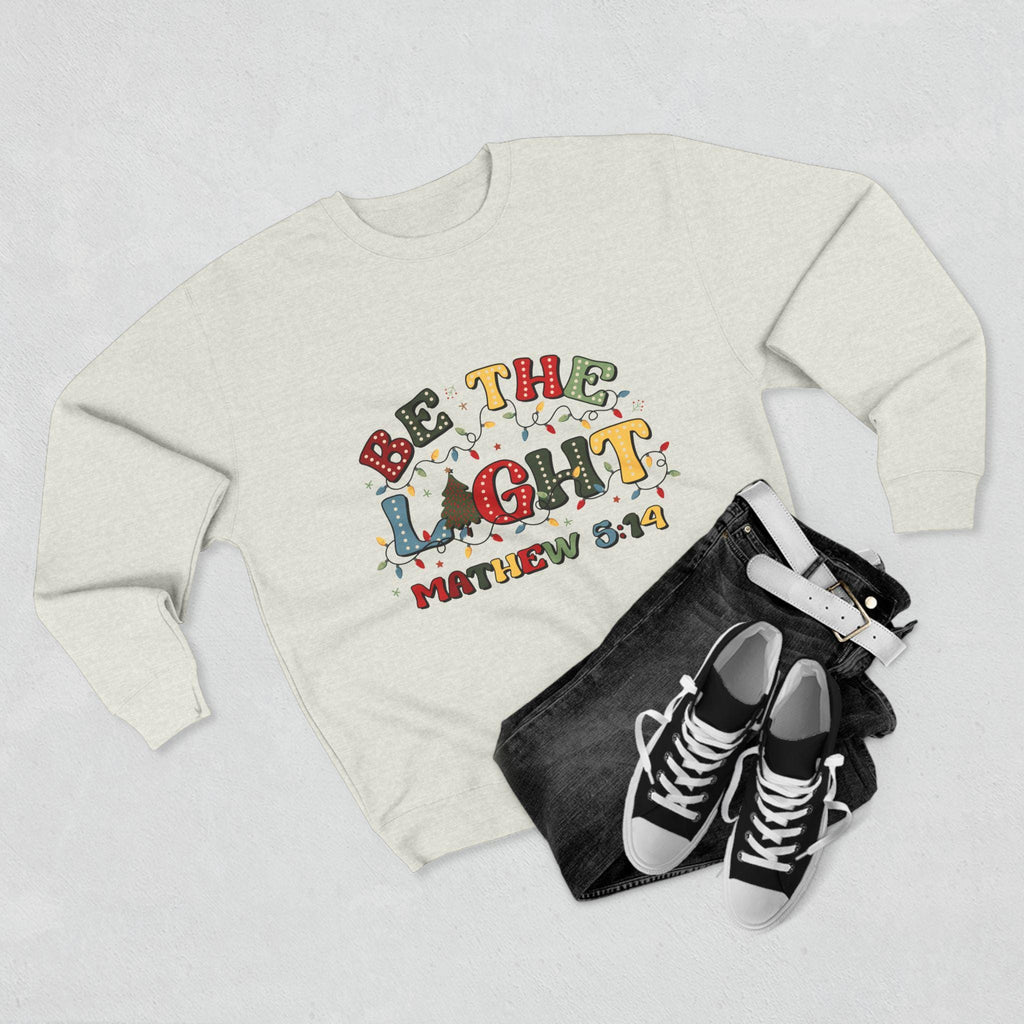 Be The Light Christmas Crewneck Sweatshirt: Festive Holiday Jumper
