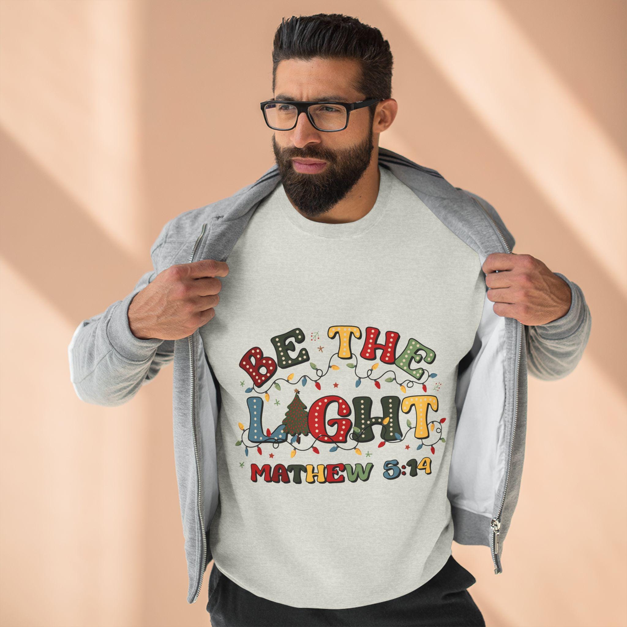 Be The Light Christmas Crewneck Sweatshirt: Festive Holiday Jumper