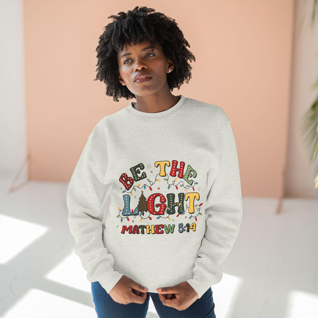 Be The Light Christmas Crewneck Sweatshirt: Festive Holiday Jumper