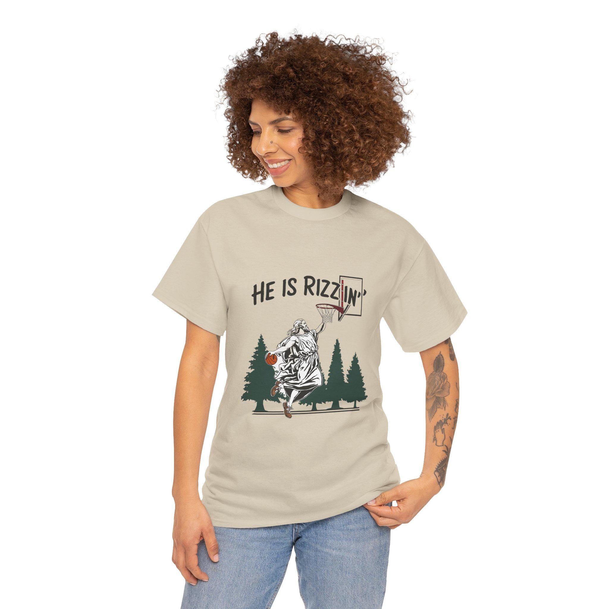Rizzin Jesus Basketball T-Shirt: Christian Sports Unisex Tee