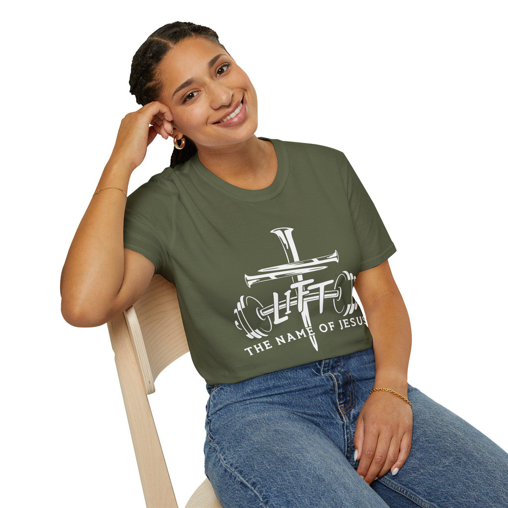Christian 'Lift in Jesus' Name' Softstyle T-Shirt