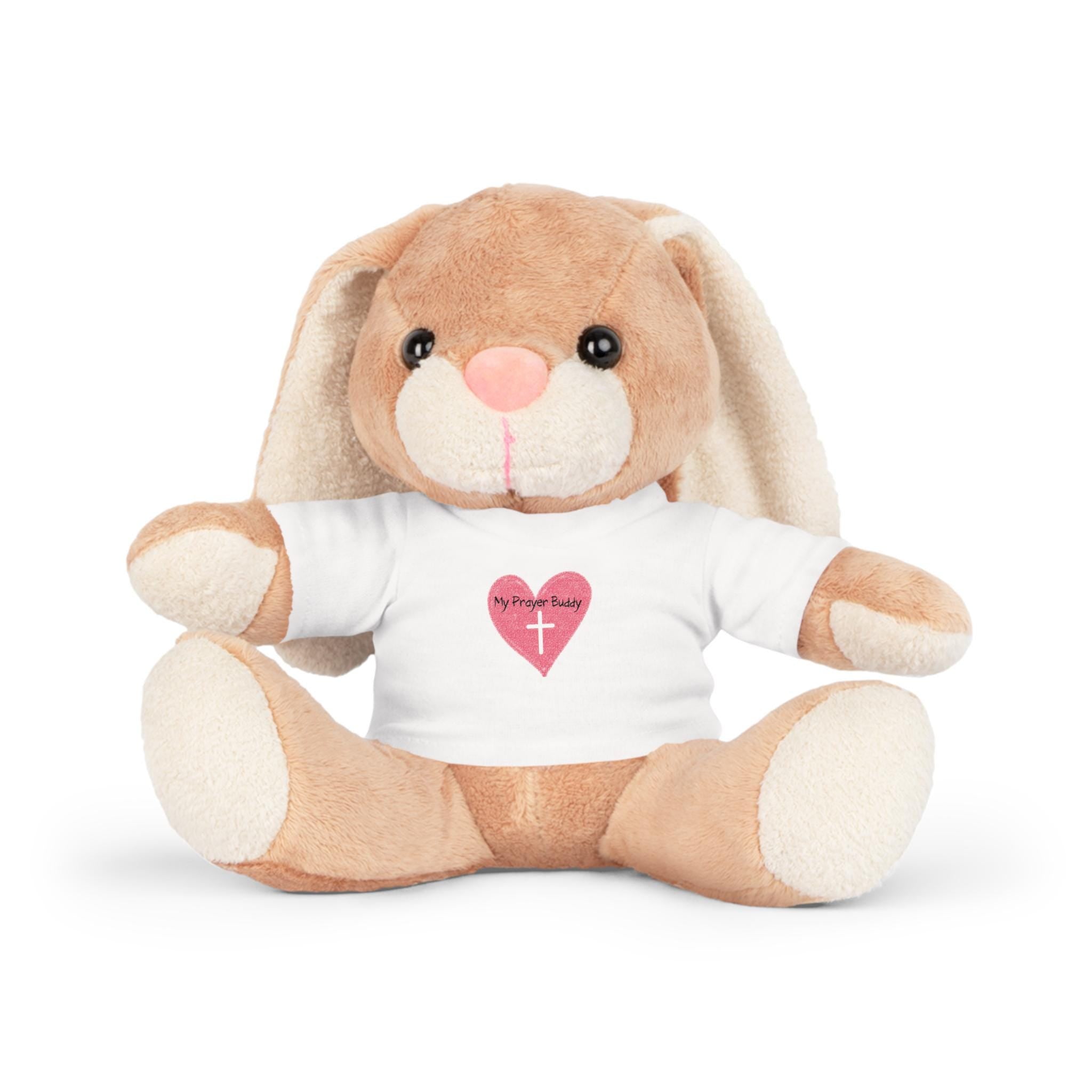 Prayer Buddy Plush Toy: Elephant, Bear, Bunny, Sheep with T-Shirt